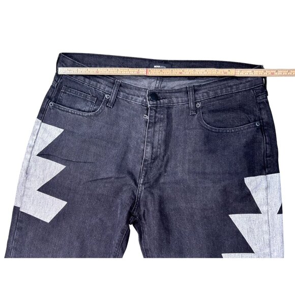 Nova Men Zigzag Pattern Denim Jeans Size 36 - Picture 8 of 13